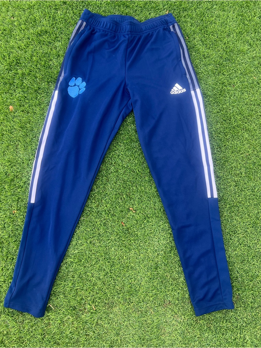 adidas Navy Blue Men's Athletic Track Pants with White Side Stripes